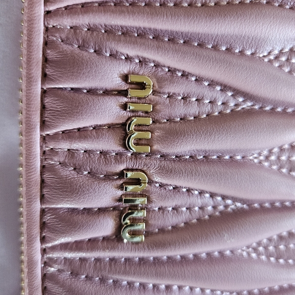 Pink Miu Miu Matelassé Nappa Leather Wallet - Picture 4 of 10